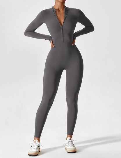 Damen Langarm Sommeranzug Set Reißverschluss Modern