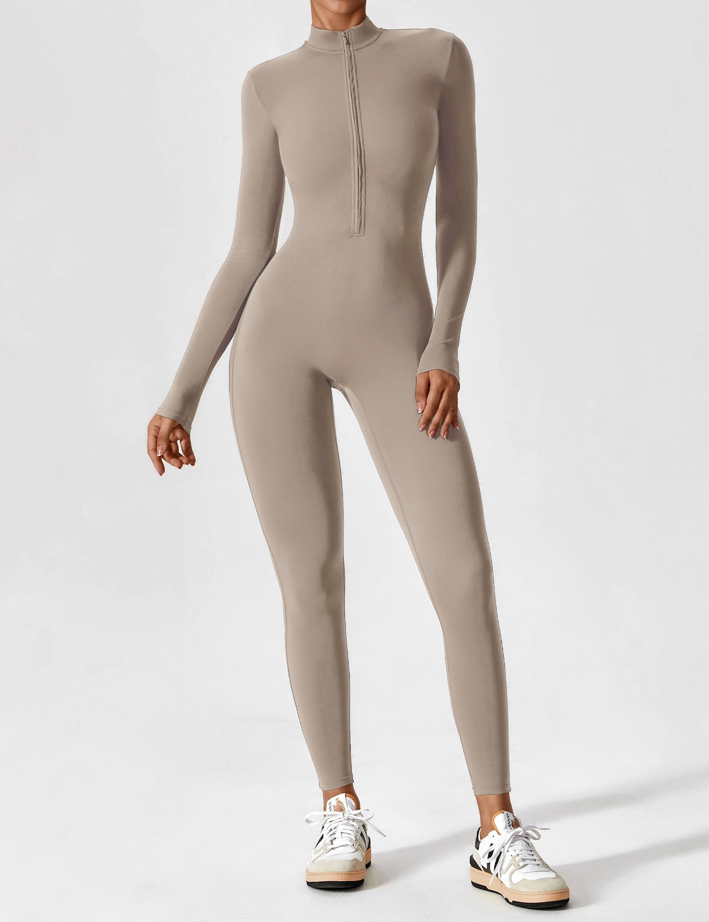 Damen Langarm Sommeranzug Set Reißverschluss Modern