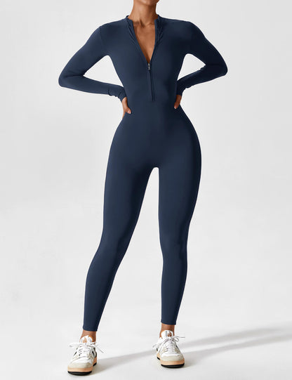 Damen Langarm Sommeranzug Set Reißverschluss Modern