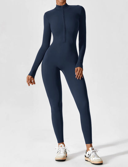 Damen Langarm Sommeranzug Set Reißverschluss Modern