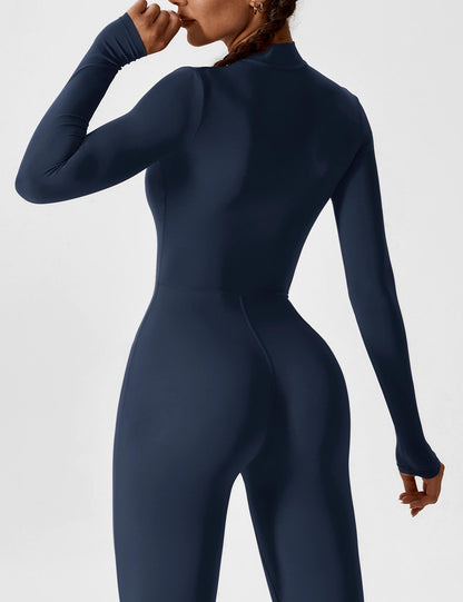 Damen Langarm Sommeranzug Set Reißverschluss Modern