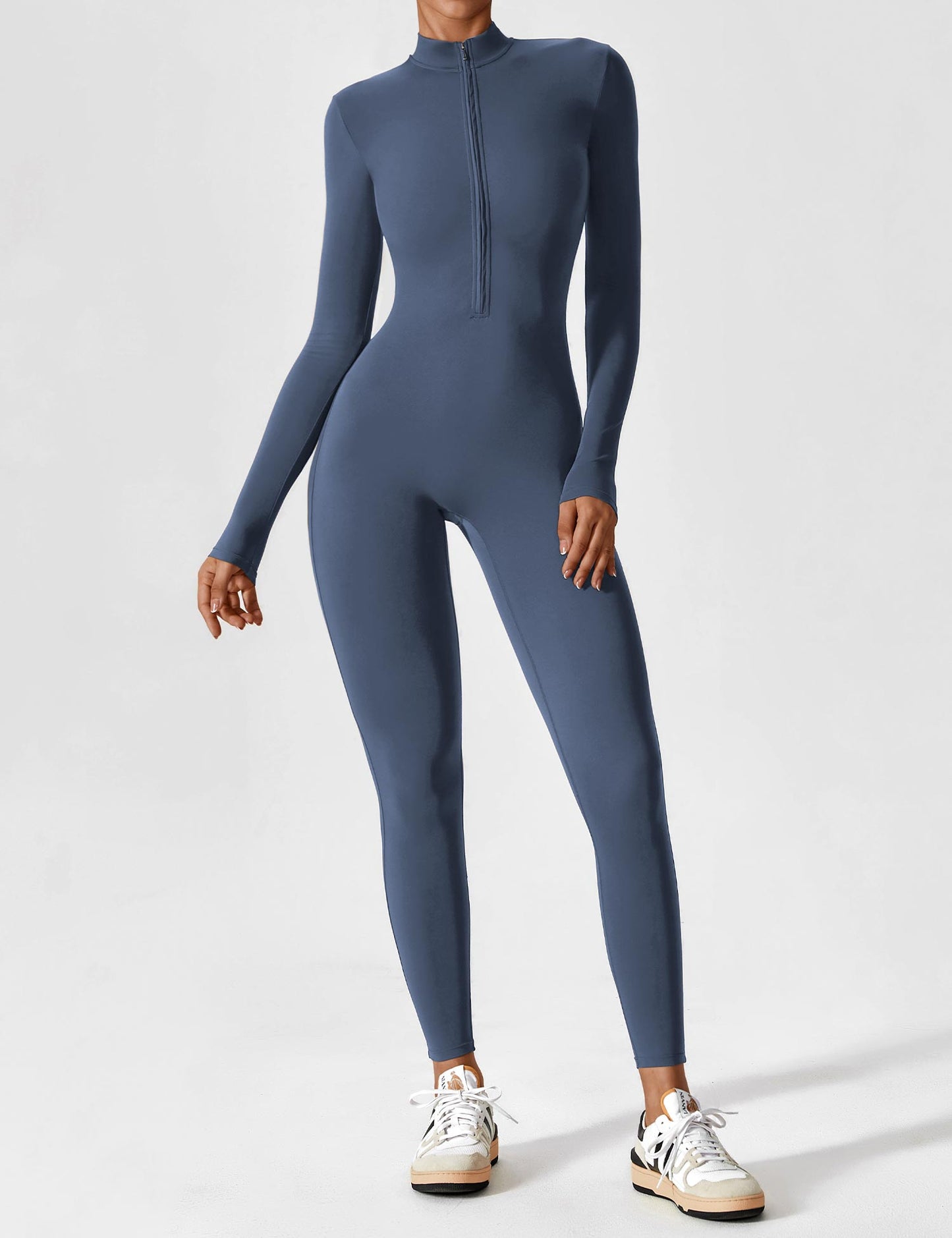 Damen Langarm Sommeranzug Set Reißverschluss Modern
