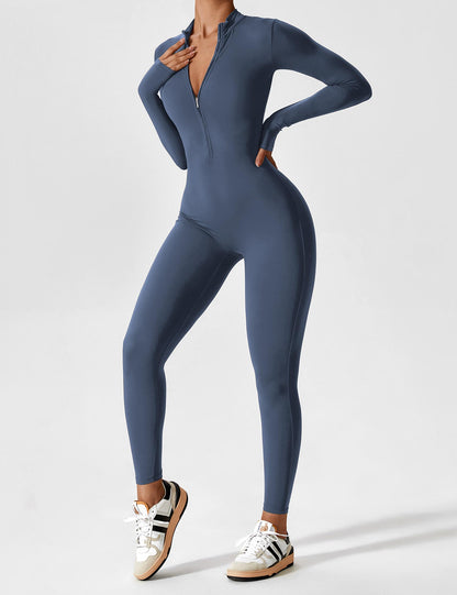 Damen Langarm Sommeranzug Set Reißverschluss Modern