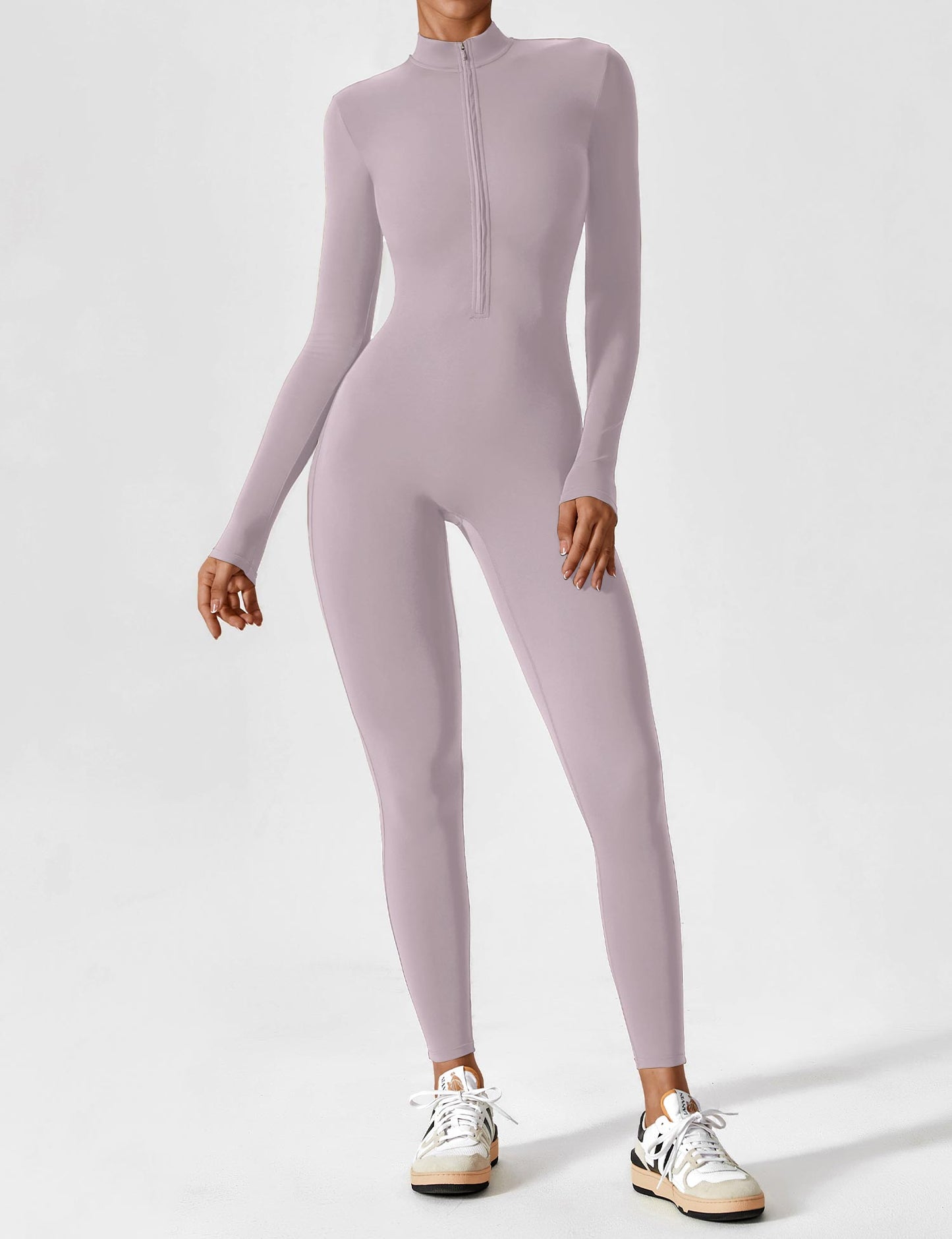 Damen Langarm Sommeranzug Set Reißverschluss Modern