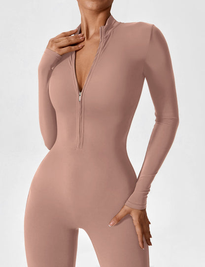 Damen Langarm Sommeranzug Set Reißverschluss Modern