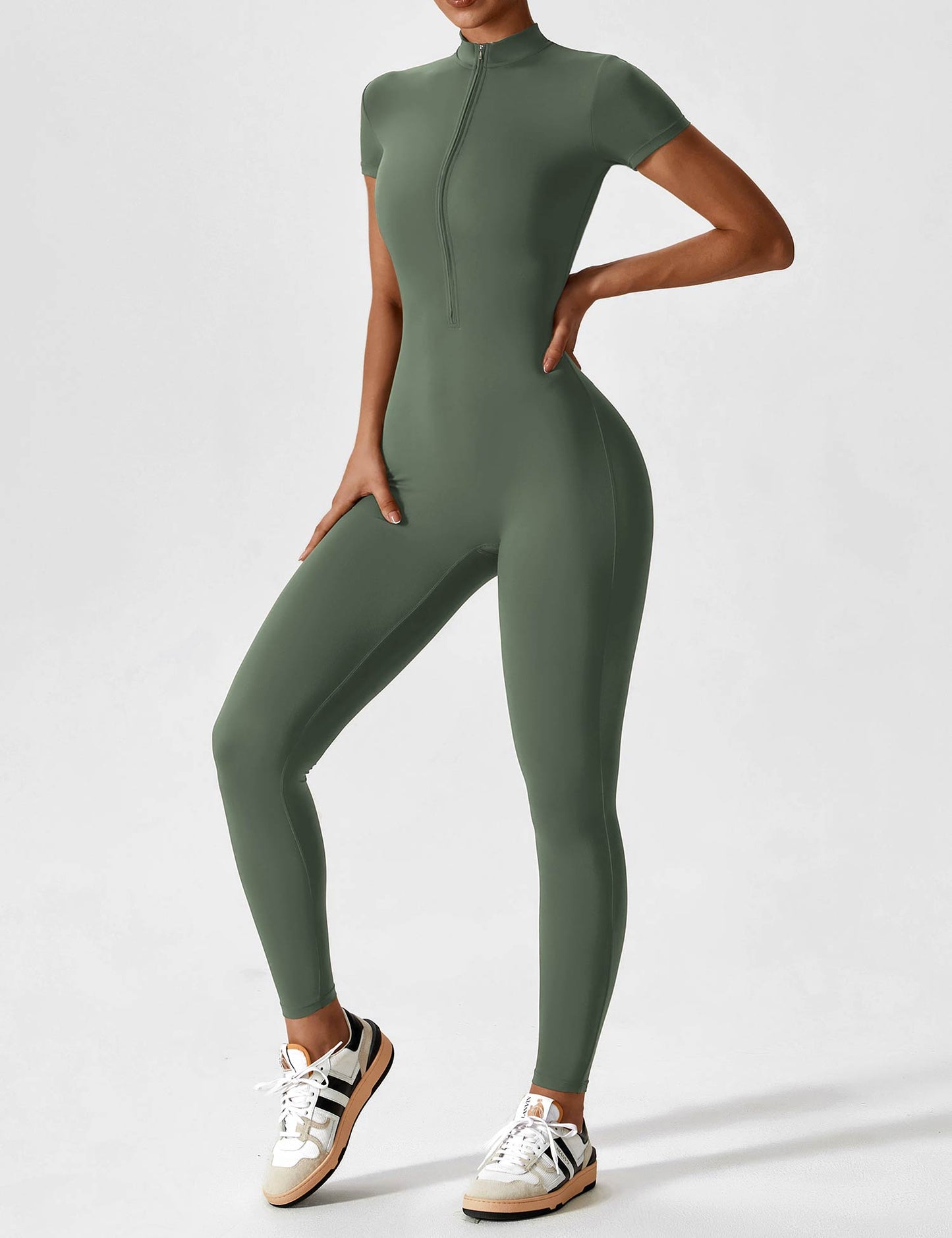 Damen Bodysuit Vollreißverschluss Nahtlos