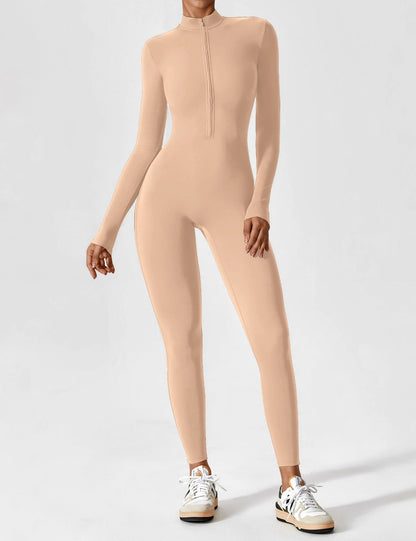 Damen Langarm Sommeranzug Set Reißverschluss Modern