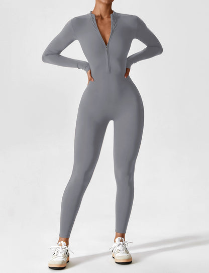Damen Langarm Sommeranzug Set Reißverschluss Modern