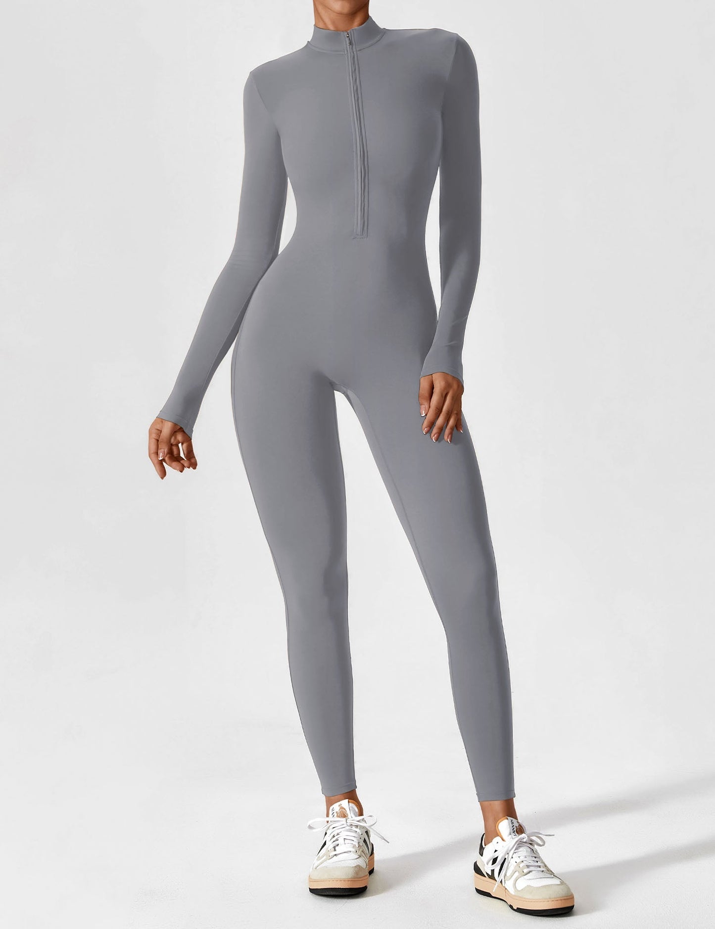 Damen Langarm Sommeranzug Set Reißverschluss Modern