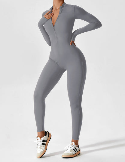 Damen Langarm Sommeranzug Set Reißverschluss Modern