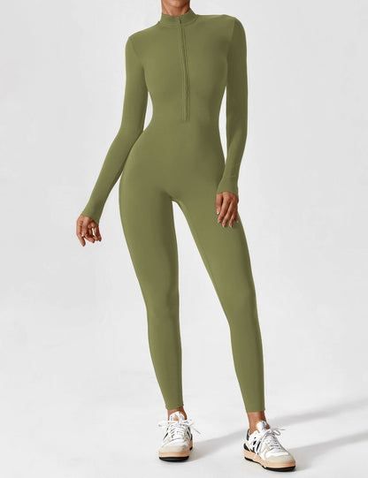 Damen Langarm Sommeranzug Set Reißverschluss Modern