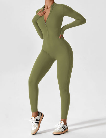 Damen Langarm Sommeranzug Set Reißverschluss Modern