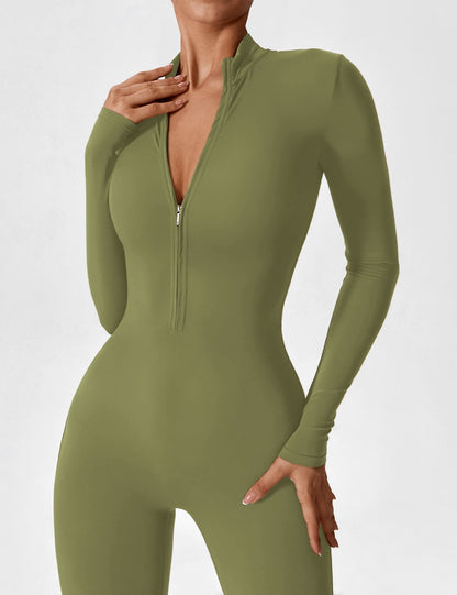 Damen Langarm Sommeranzug Set Reißverschluss Modern