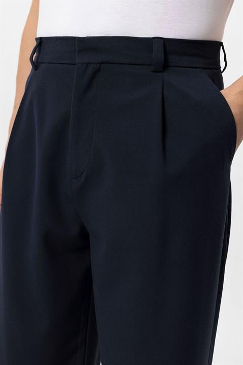 Herrenhose Slim Fit Marineblau Hochtailliert