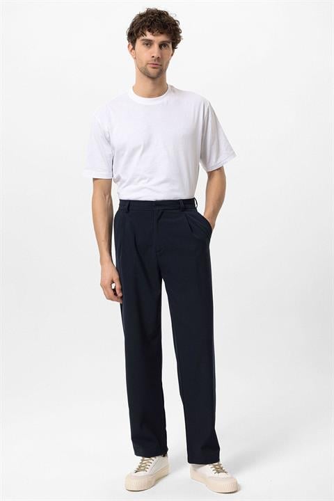 Herrenhose Slim Fit Marineblau Hochtailliert