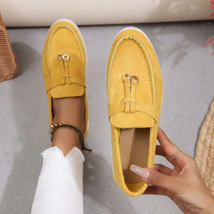 Damen Loafers Bequem Leder