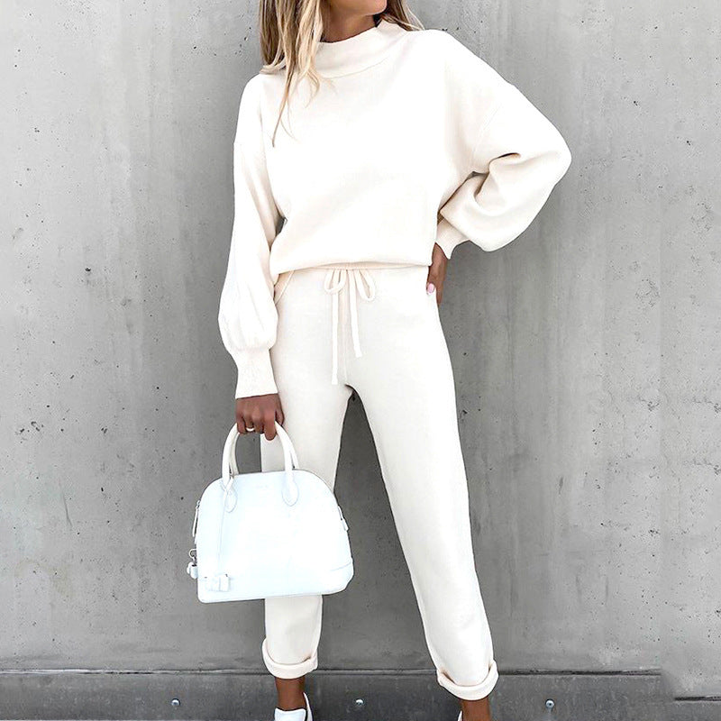 Malene Damen Loungewear Set Creme Zweiteiler
