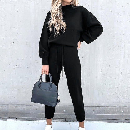 Malene Damen Loungewear Set Schwarz Zweiteiler
