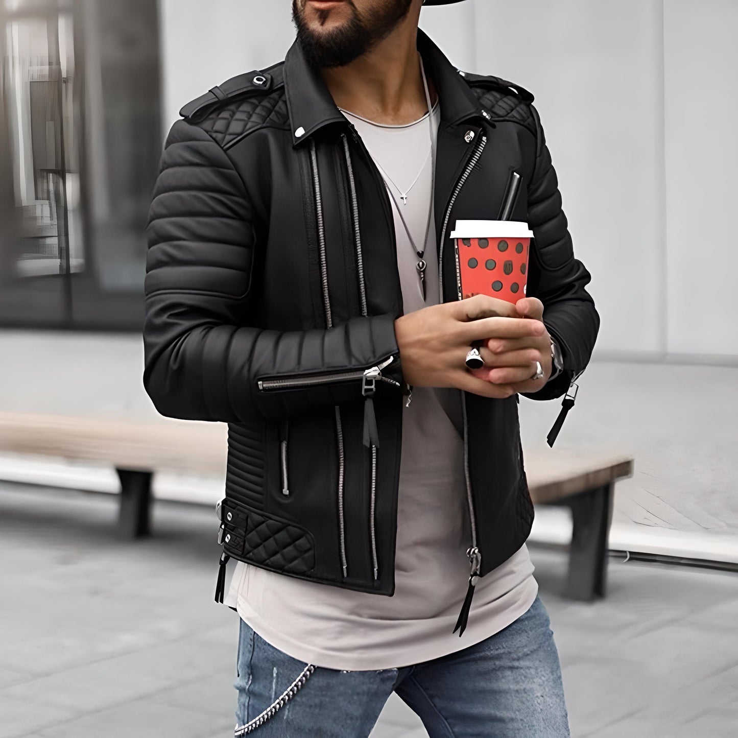 Herren Lederjacke Robust Stylisch
