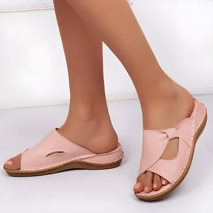 Damen Sandalen Ergonomisch Bequem Leder Braun