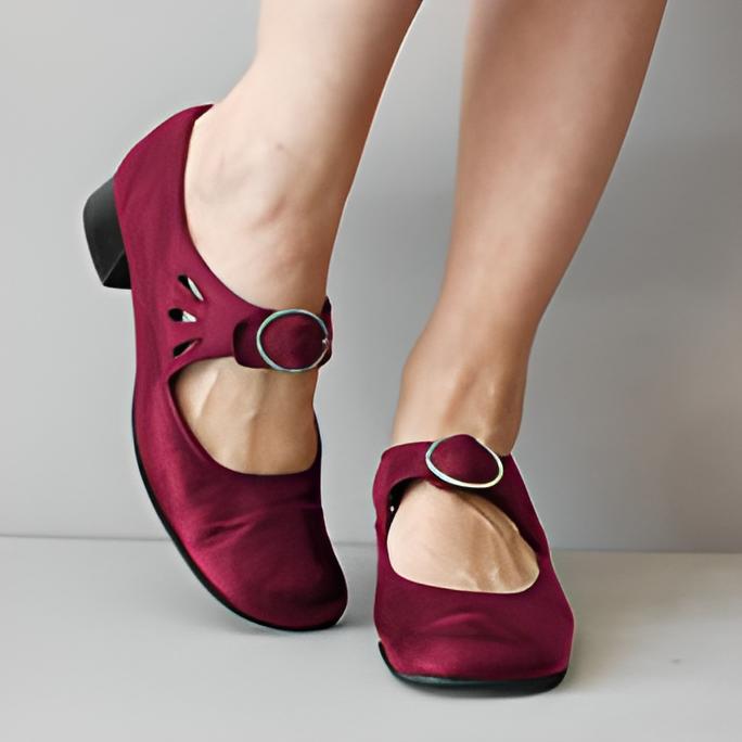 Damen Sandalen Leder Keilschnalle Sommer